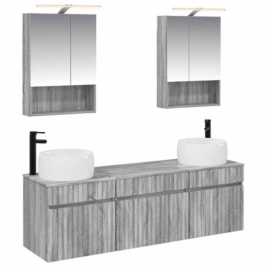 Baderomsskapsett 5 pcs Grå Sonoma 50 x 14,5 x 70 cm