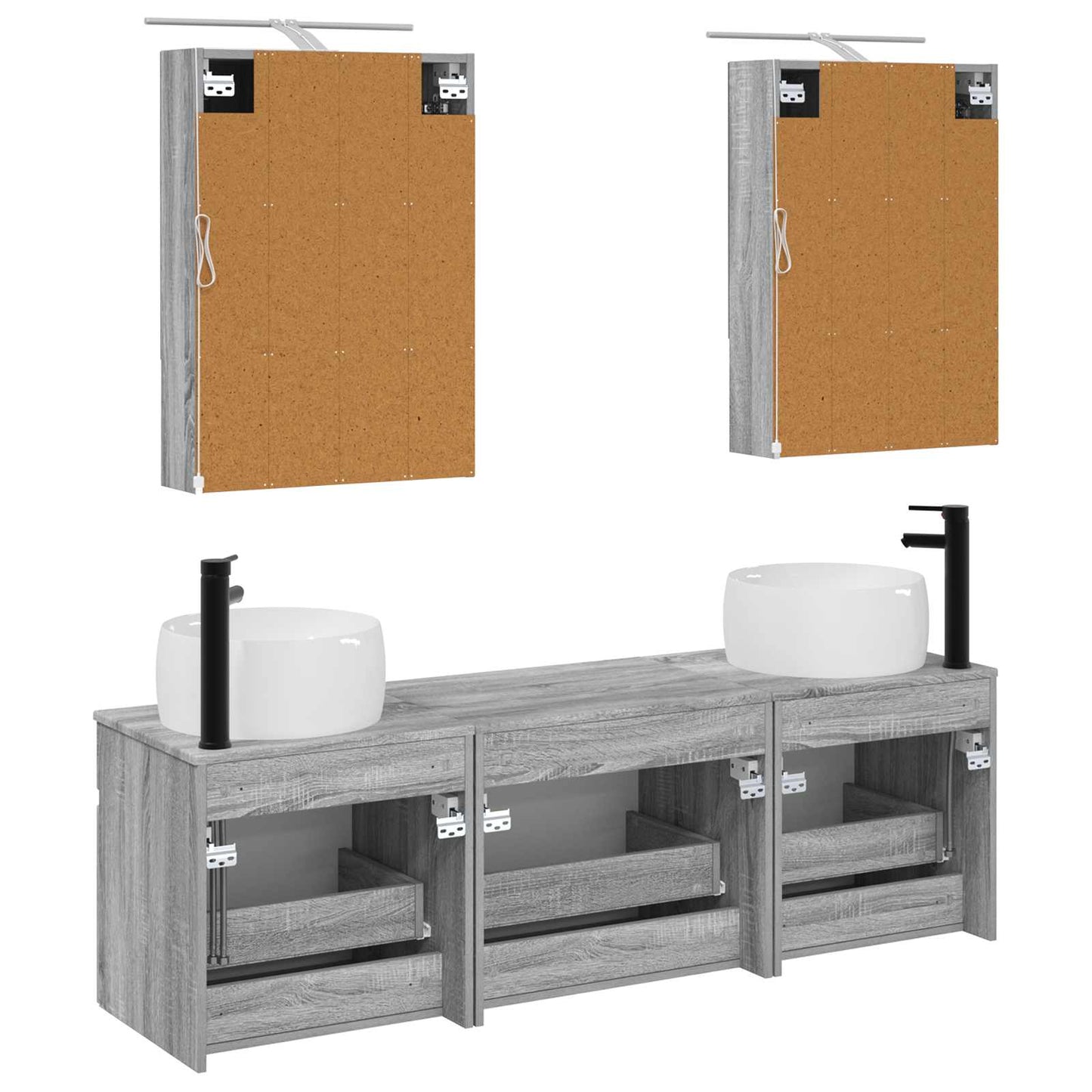 Baderomsskapsett 5 pcs Grå Sonoma 50 x 14,5 x 70 cm