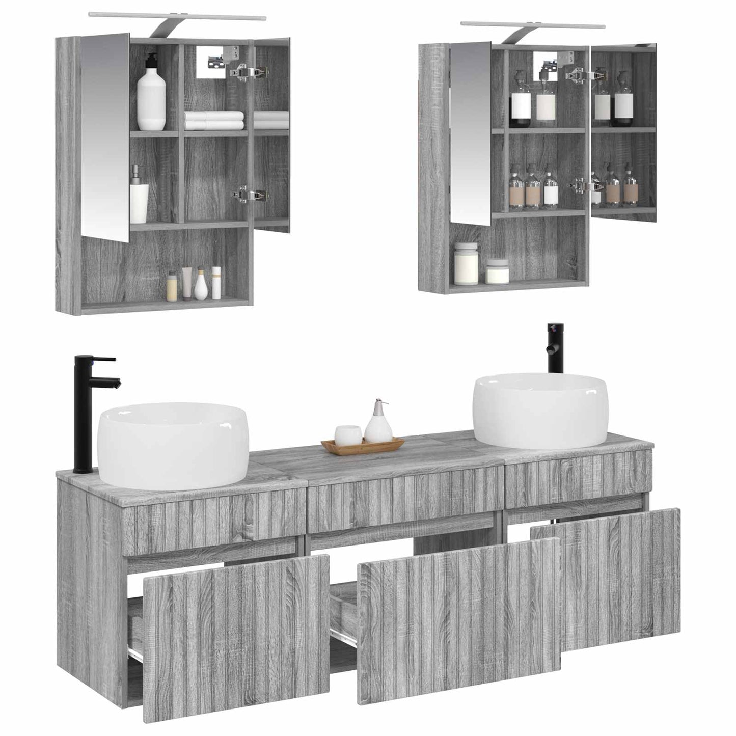 Baderomsskapsett 5 pcs Grå Sonoma 50 x 14,5 x 70 cm