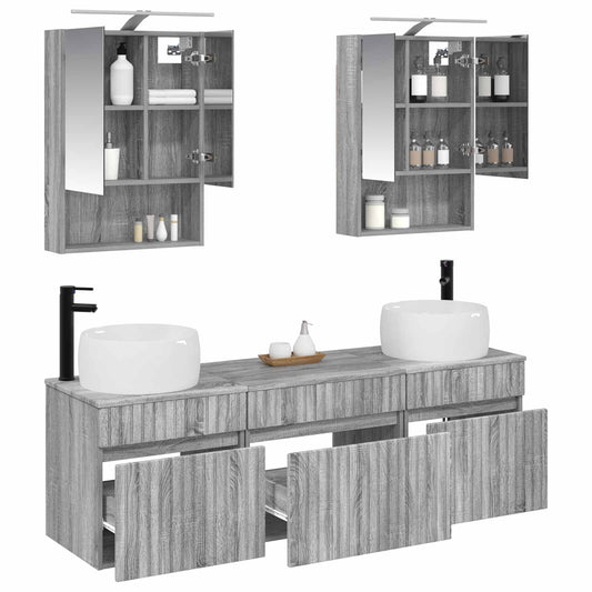 Baderomsskapsett 5 pcs Grå Sonoma 50 x 14,5 x 70 cm