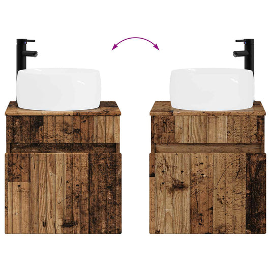 Baderomsskapsett 5 pcs Gammelt tre 50 x 14,5 x 70 cm