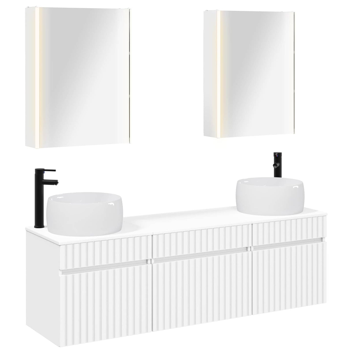 Baderomsskapsett 5 pcs Hvit 53 x 15,5 x 70 cm Konstruert tre