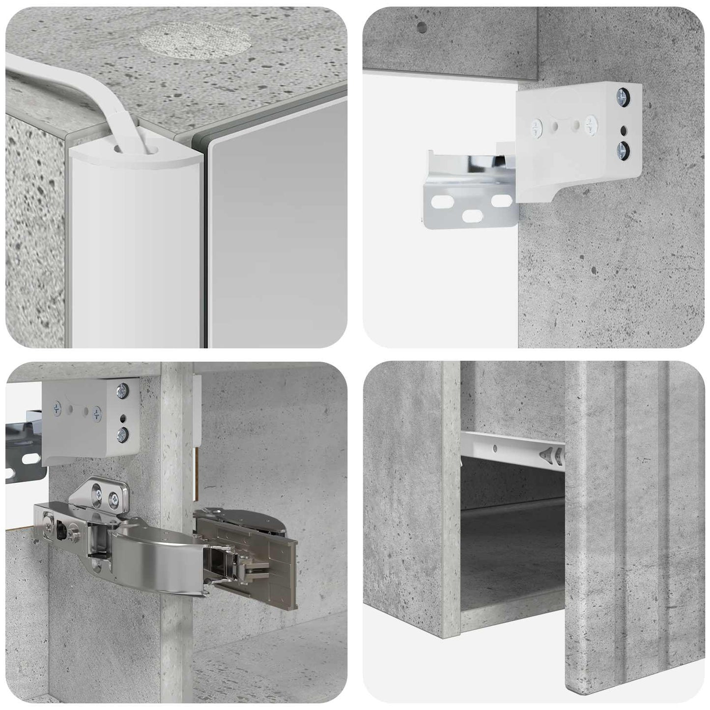 Baderomsskapsett 5 pcs Betonggrå 53 x 15,5 x 70 cm