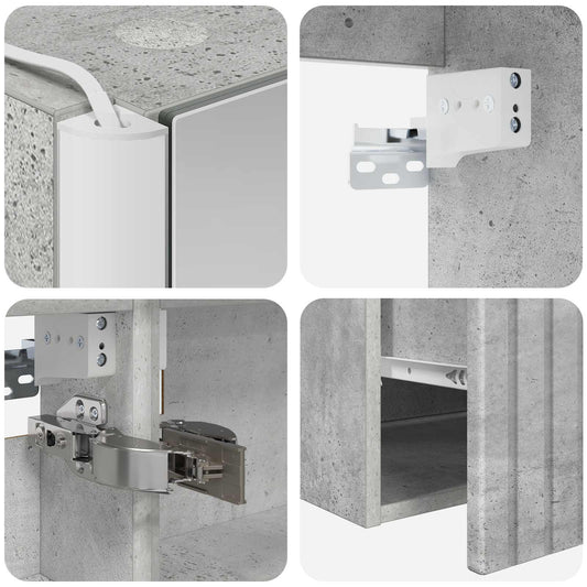 Baderomsskapsett 5 pcs Betonggrå 53 x 15,5 x 70 cm