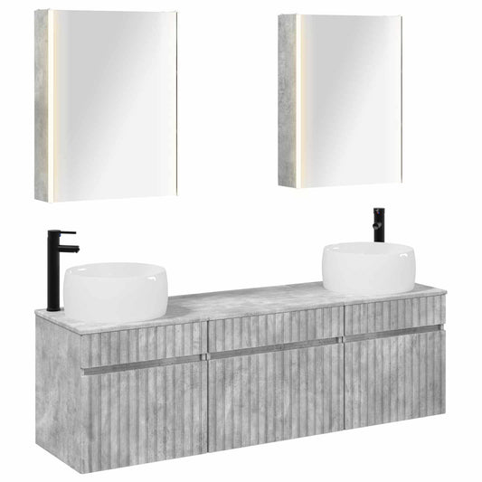Baderomsskapsett 5 pcs Betonggrå 53 x 15,5 x 70 cm