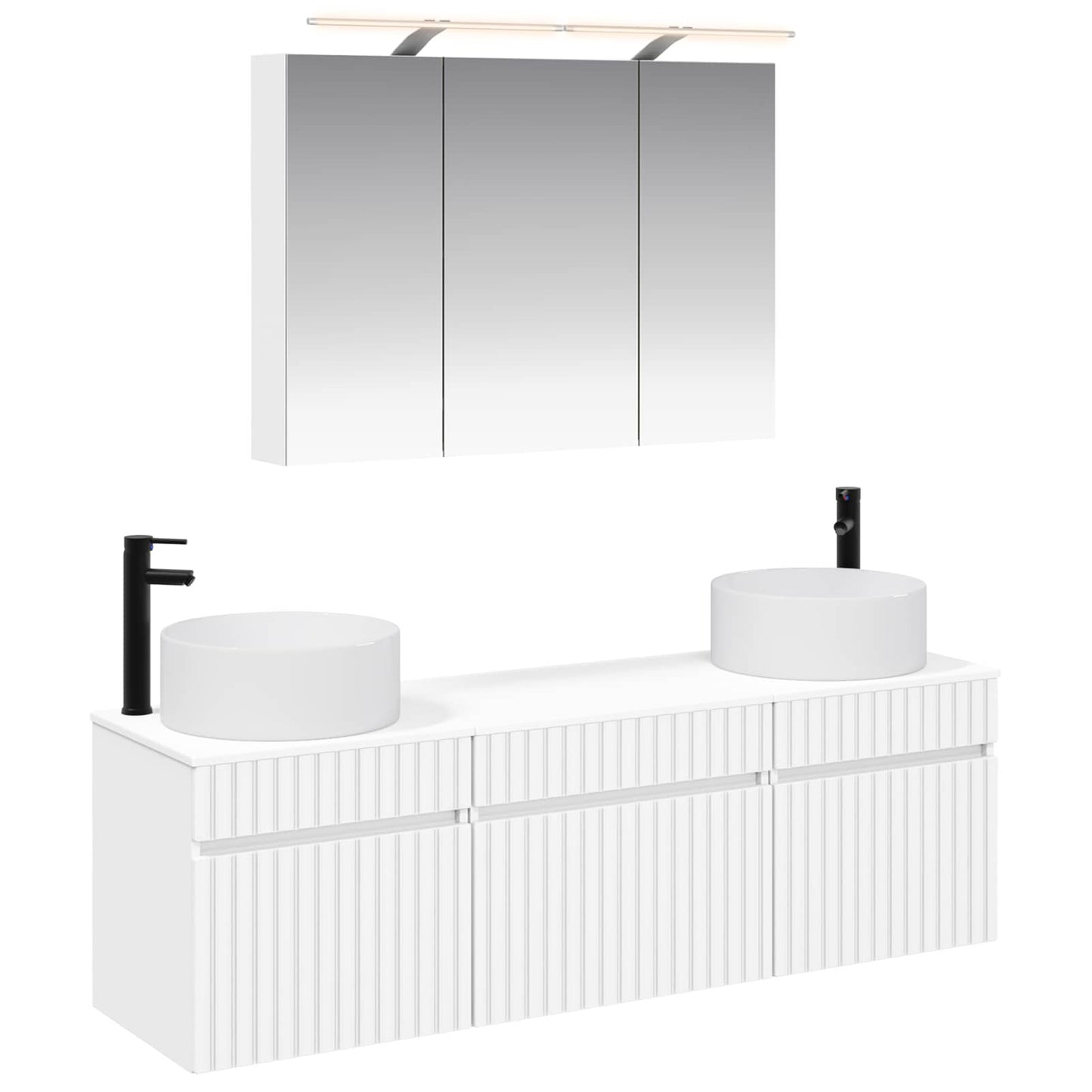 Baderomsskapsett 4 pcs Hvit 100 x 14,5 x 70 cm Konstruert tre