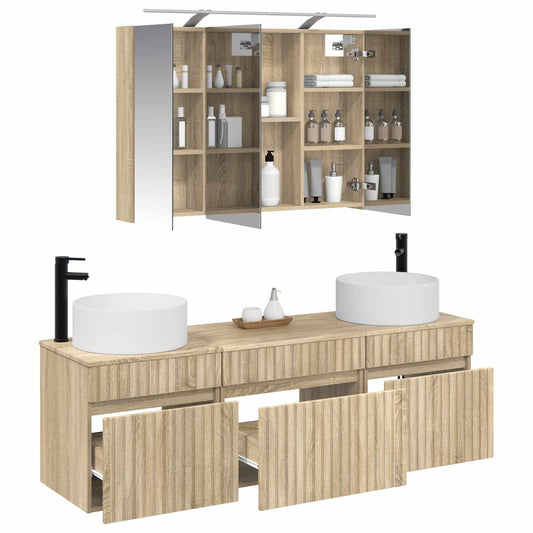 Baderomsskapsett 4 pcs Sonoma eik 100 x 14,5 x 70 cm