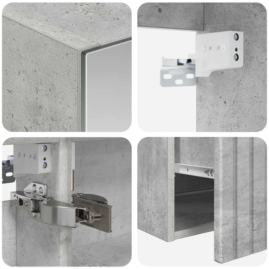 Baderomsskapsett 4 pcs Betonggrå 100 x 14,5 x 70 cm
