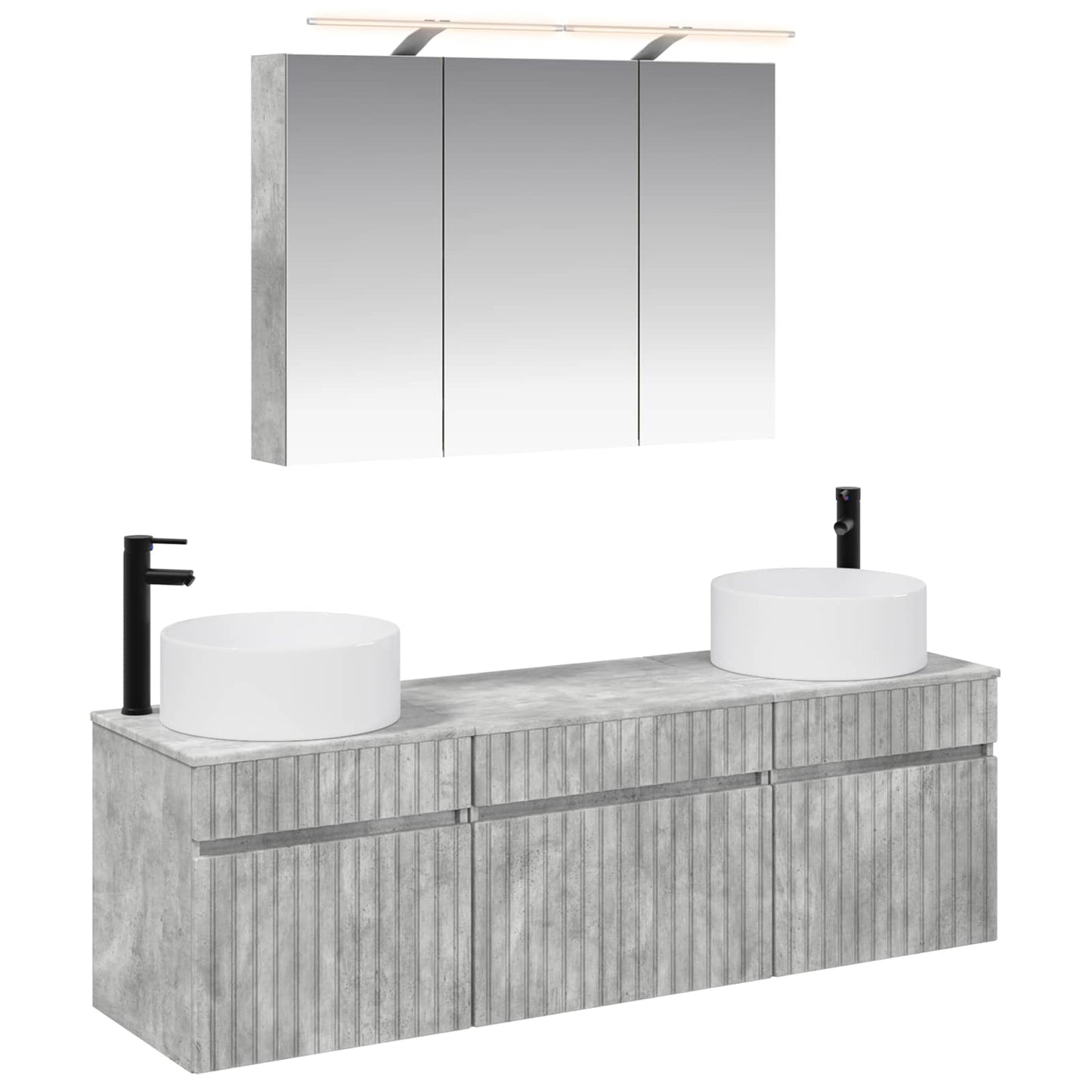 Baderomsskapsett 4 pcs Betonggrå 100 x 14,5 x 70 cm