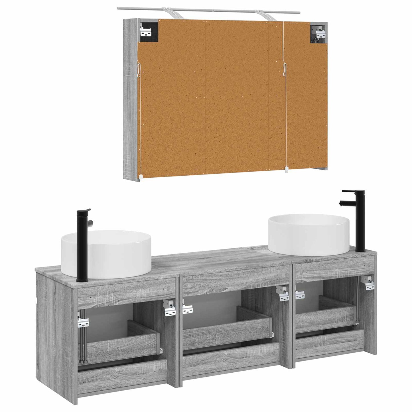 Baderomsskapsett 4 pcs Grå Sonoma 100 x 14,5 x 70 cm