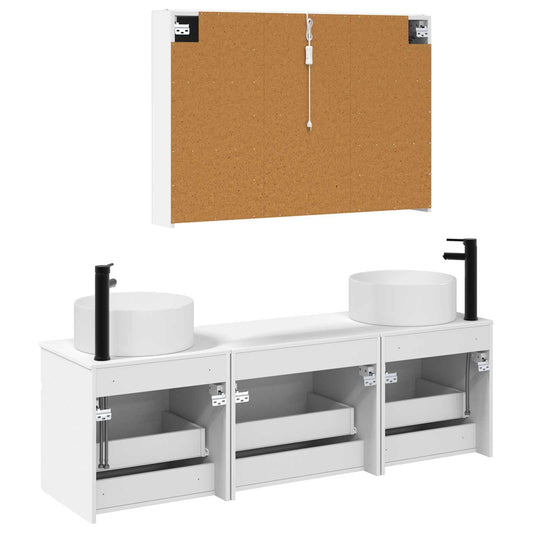 Baderomsskapsett 4 pcs Hvit 103,5 x 15,5 x 70 cm Konstruert tre