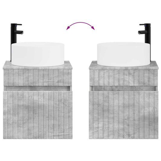 Baderomsskapsett 4 pcs Betonggrå 103,5 x 15,5 x 70 cm
