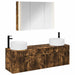 Baderomsskapsett 4 pcs Røkt Eik 103,5 x 15,5 x 70 cm