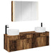 Baderomsskapsett 4 pcs Gammelt tre 103,5 x 15,5 x 70 cm