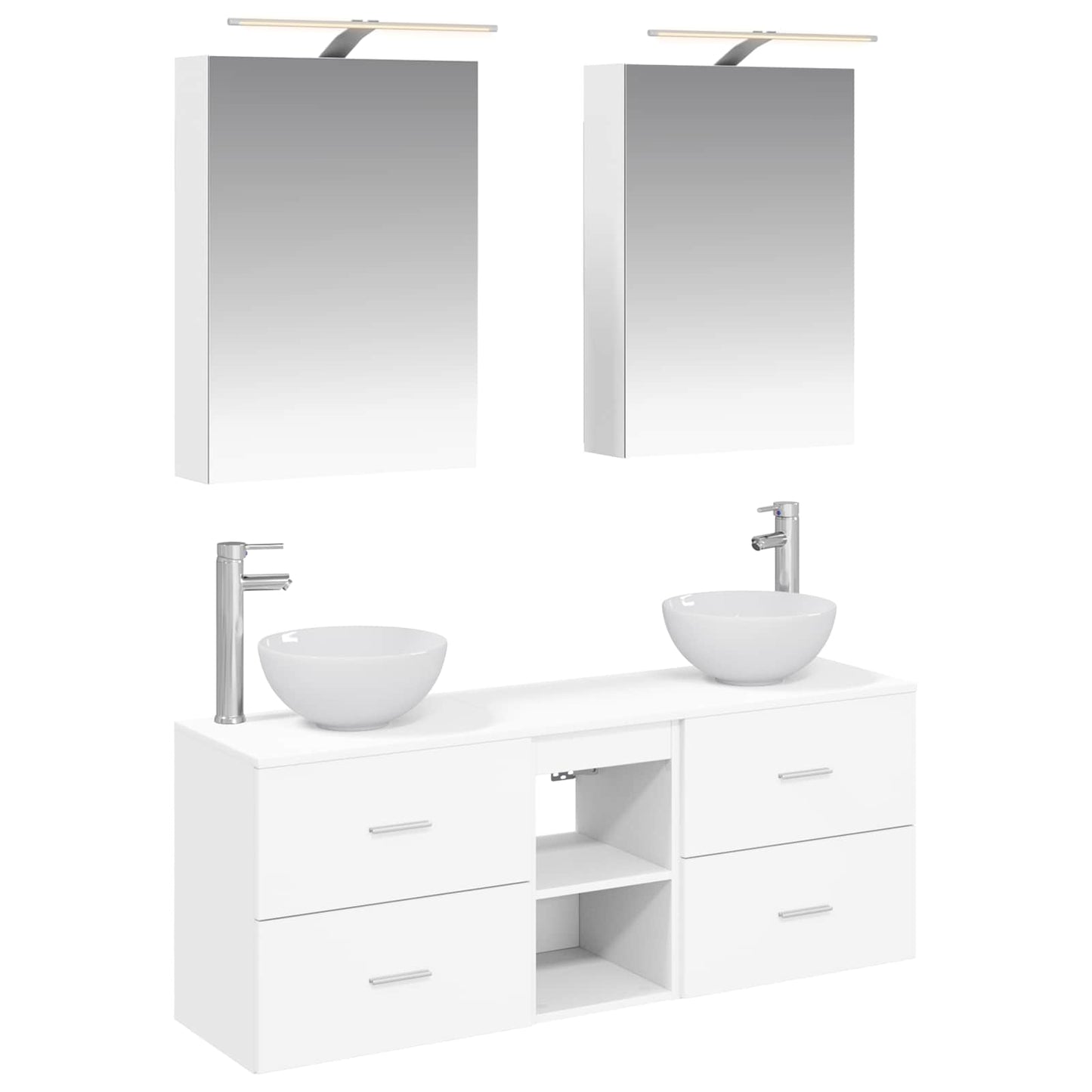 Baderomsskapsett 5 pcs Hvit 50 x 14,5 x 70 cm Konstruert tre