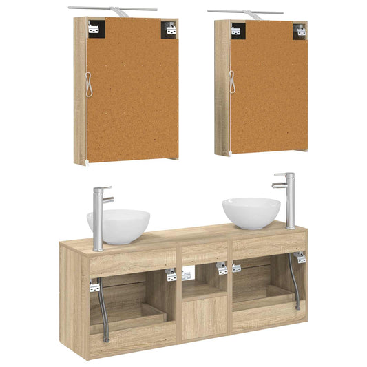 Baderomsskapsett 5 pcs Sonoma eik 50 x 14,5 x 70 cm