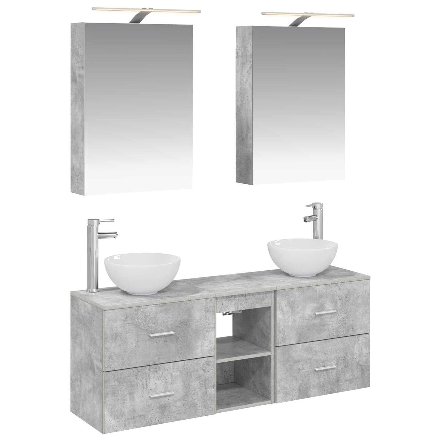 Baderomsskapsett 5 pcs Betonggrå 50 x 14,5 x 70 cm