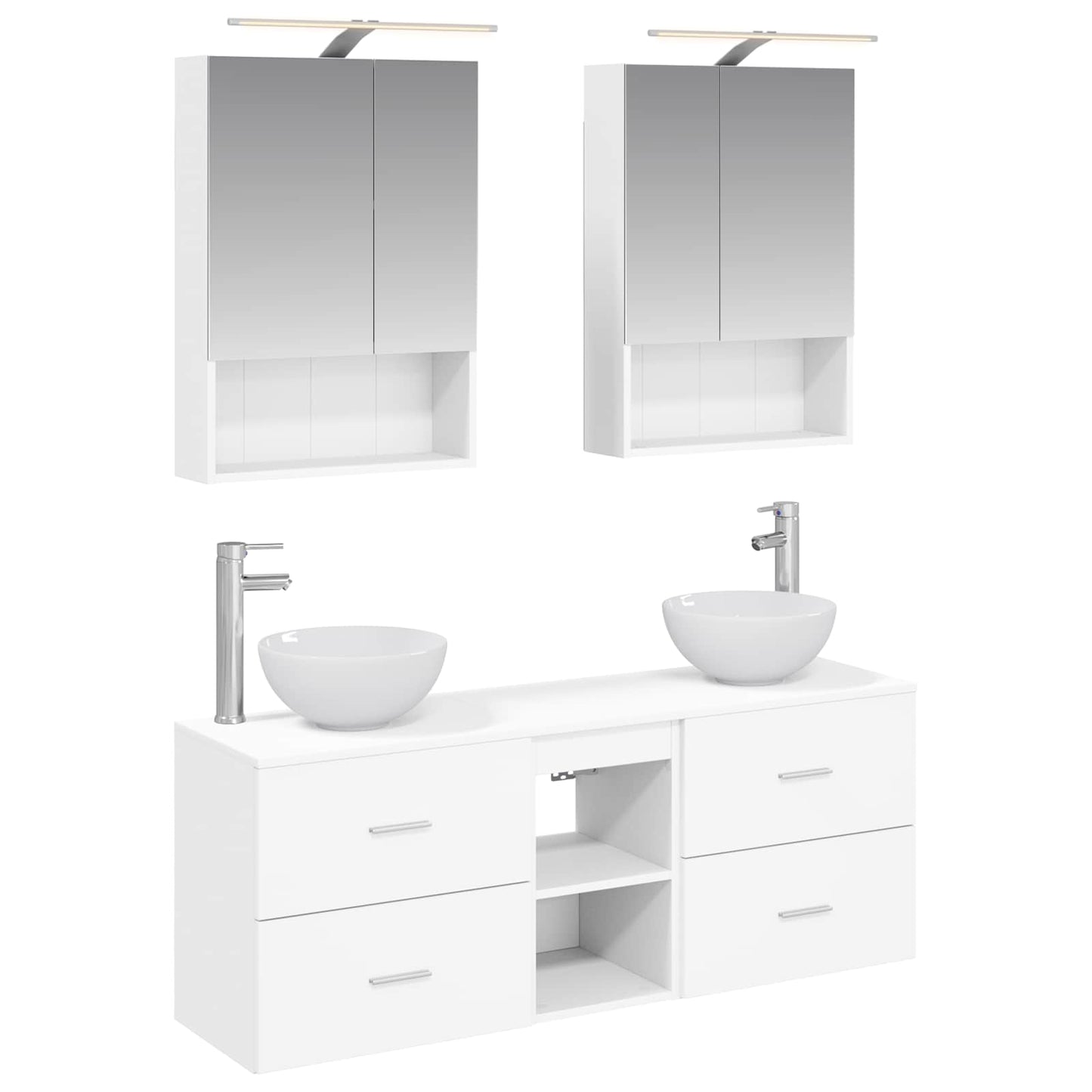 Baderomsskapsett 5 pcs Hvit 50 x 14,5 x 70 cm Konstruert tre