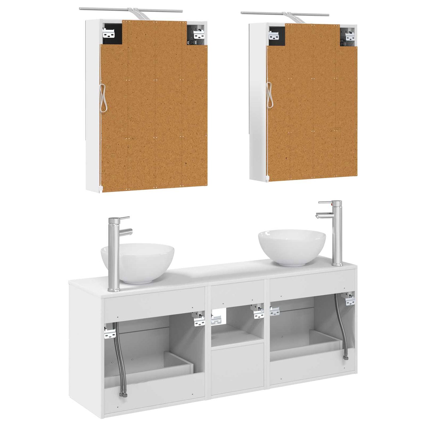 Baderomsskapsett 5 pcs Hvit 50 x 14,5 x 70 cm Konstruert tre