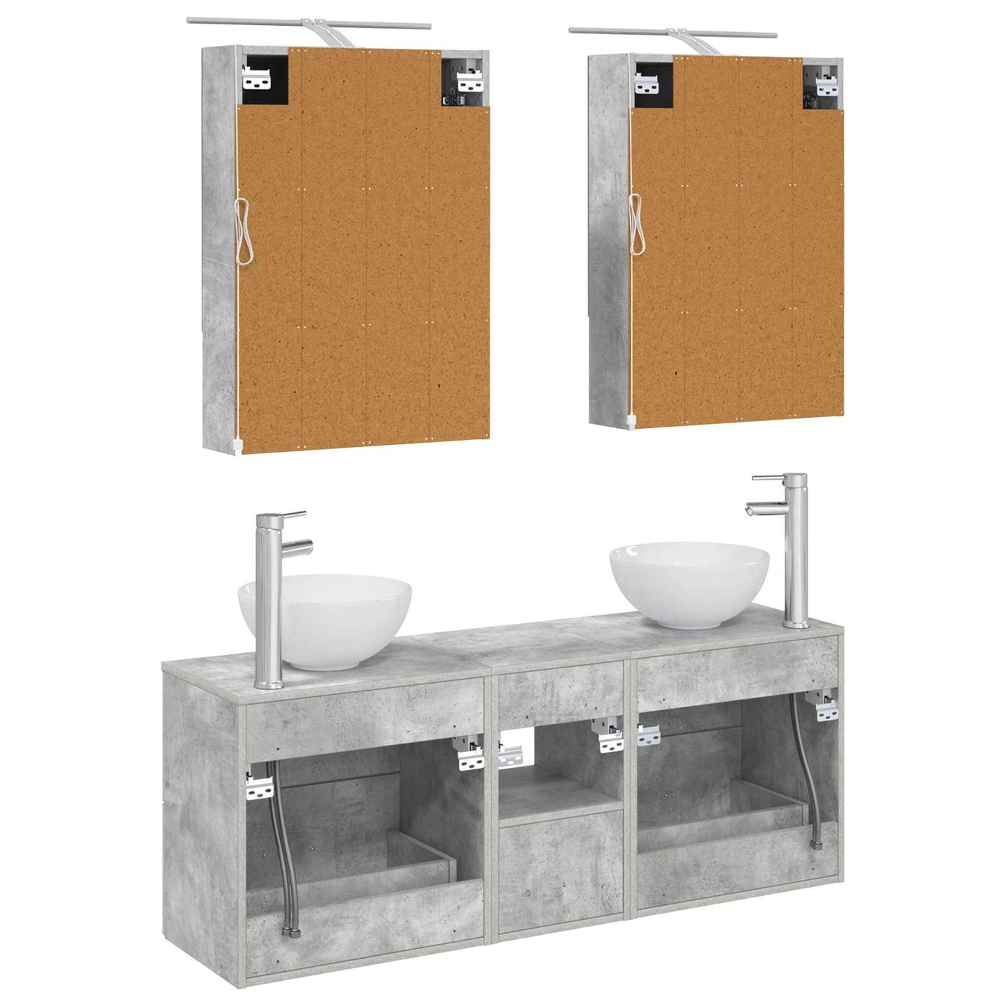 Baderomsskapsett 5 pcs Betonggrå 50 x 14,5 x 70 cm