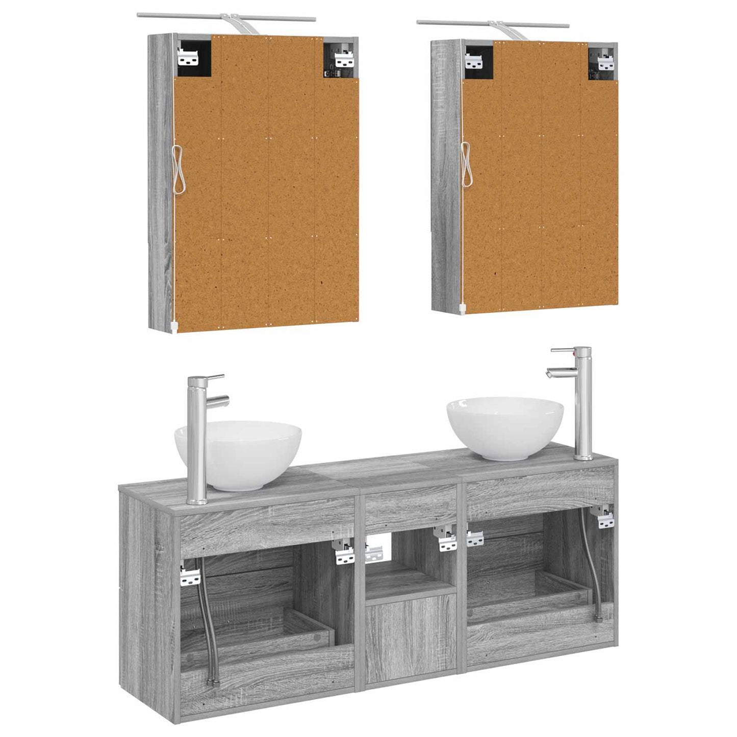 Baderomsskapsett 5 pcs Grå Sonoma 50 x 14,5 x 70 cm