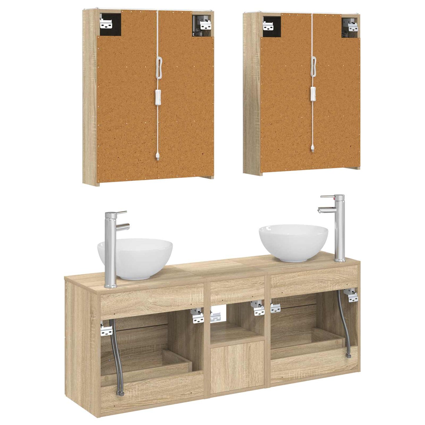 Baderomsskapsett 5 pcs Sonoma eik 53 x 15,5 x 70 cm