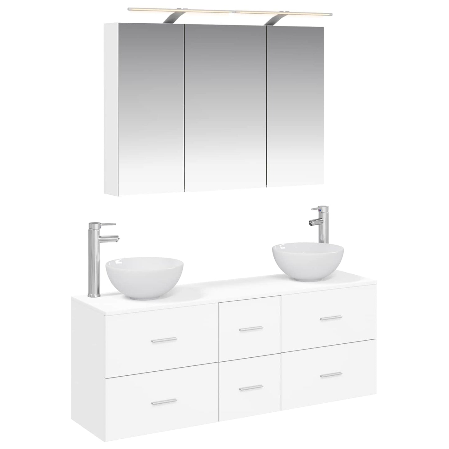 Baderomsinnredningssett 4 pcs Hvit Konstruert tre og glass