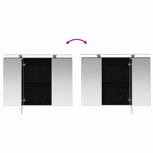 Baderomsinnredningssett 4 pcs Svart eik Konstruert tre og glass
