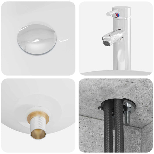 Baderomsinnredningssett 4 pcs Betonggrå Konstruert tre og glass