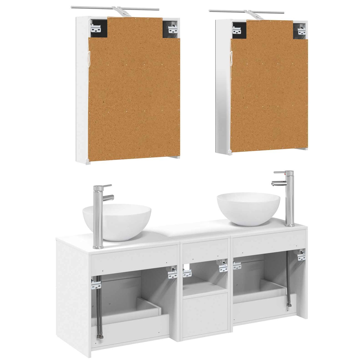Baderomsinnredningssett 5 pcs Hvit Konstruert tre og glass