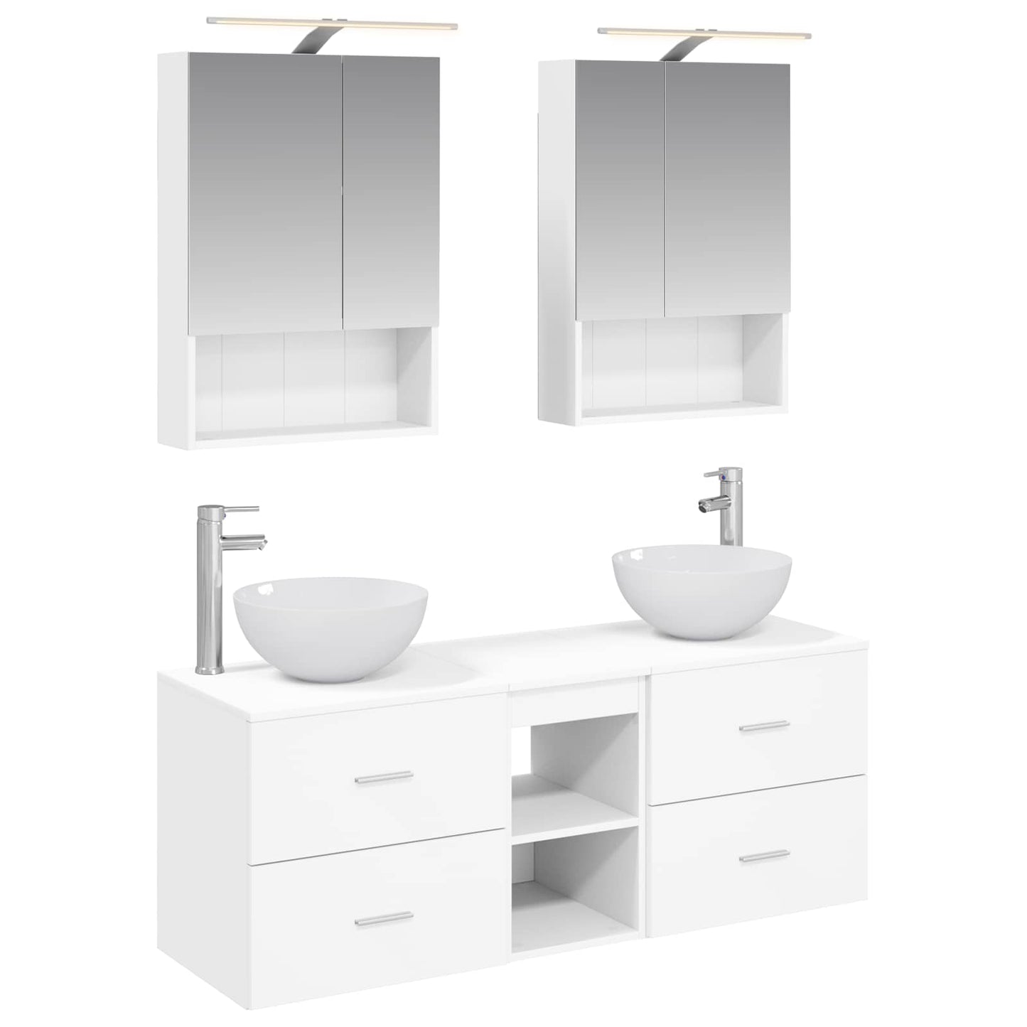Baderomsinnredningssett 5 pcs Hvit Konstruert tre og glass