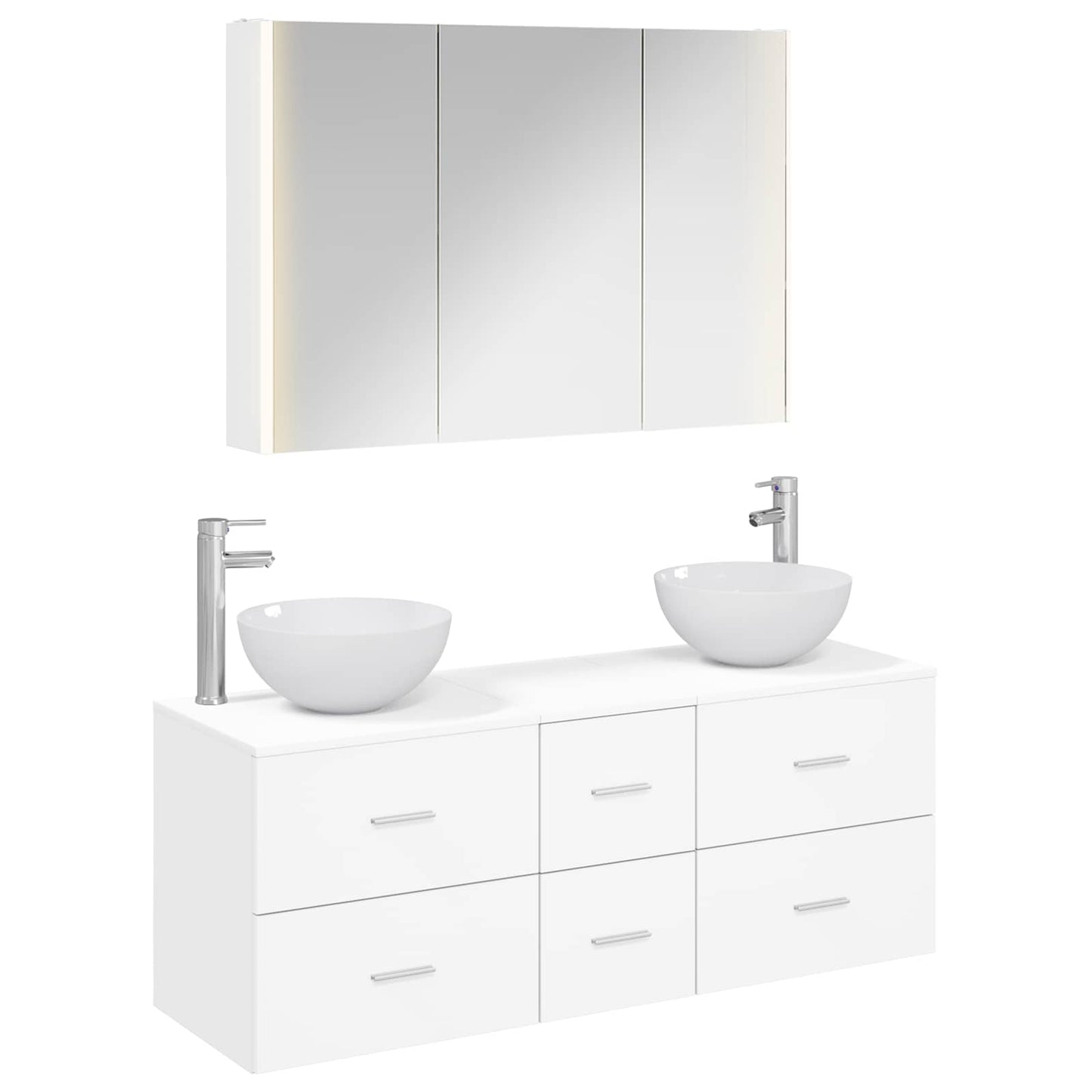 Baderomsinnredningssett 4 pcs Hvit Konstruert tre og glass