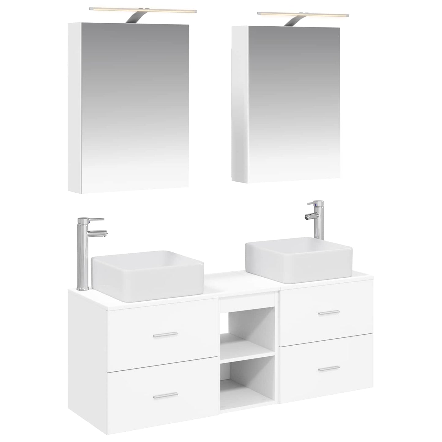 Baderomsinnredningssett 5 pcs Hvit Konstruert tre og glass