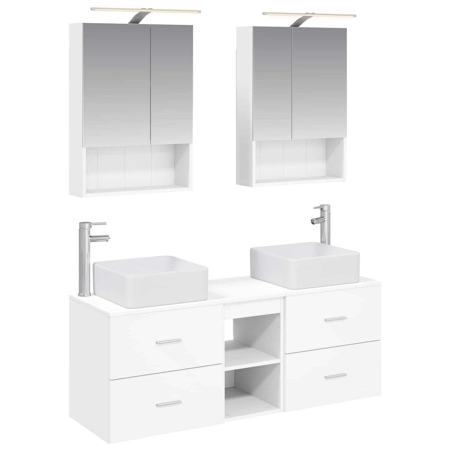 Baderomsinnredningssett 5 pcs Hvit Konstruert tre og glass