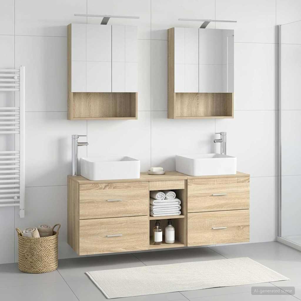 Baderomsinnredningssett 5 pcs Sonoma eik