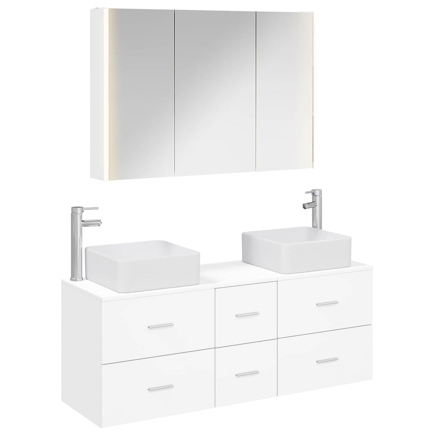 Baderomsinnredningssett 4 pcs Hvit Konstruert tre og glass