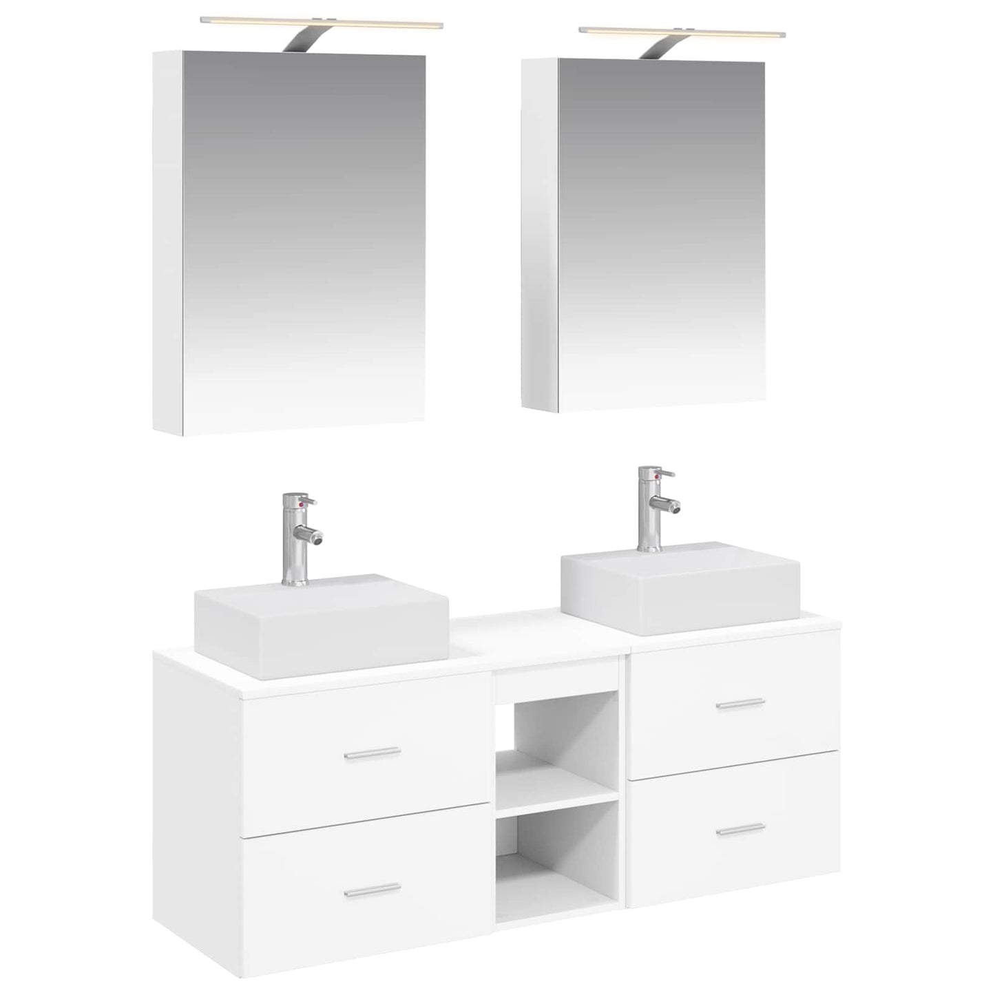 Baderomsinnredningssett 5 pcs Hvit Konstruert tre og glass