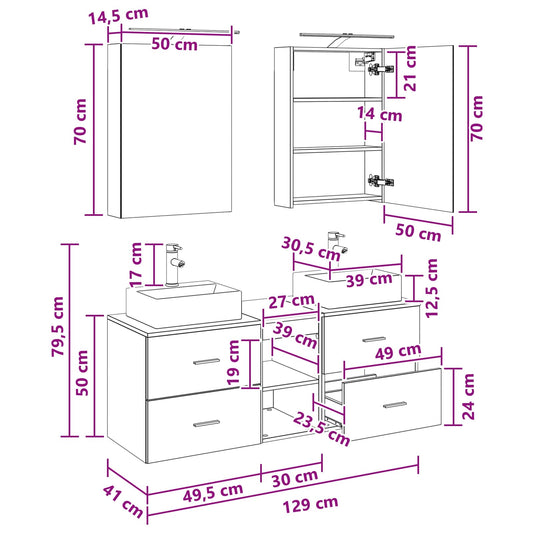Baderomsinnredningssett 5 pcs Artisan eik