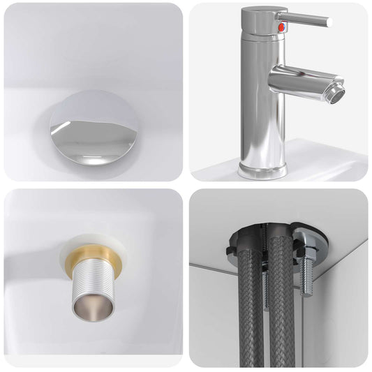 Baderomsinnredningssett 5 pcs Hvit Konstruert tre og glass