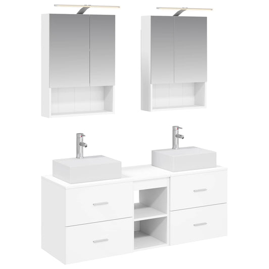 Baderomsinnredningssett 5 pcs Hvit Konstruert tre og glass