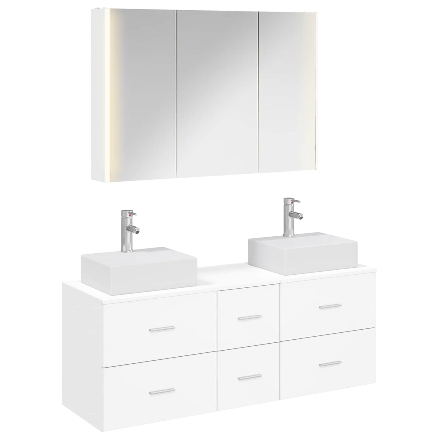 Baderomsinnredningssett 4 pcs Hvit Konstruert tre og glass
