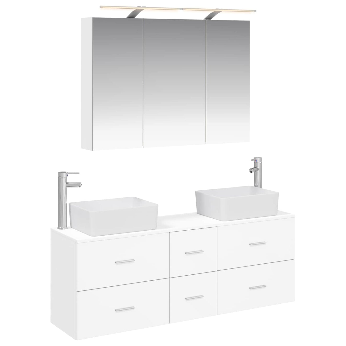 Baderomsinnredningssett 4 pcs Hvit Konstruert tre og glass