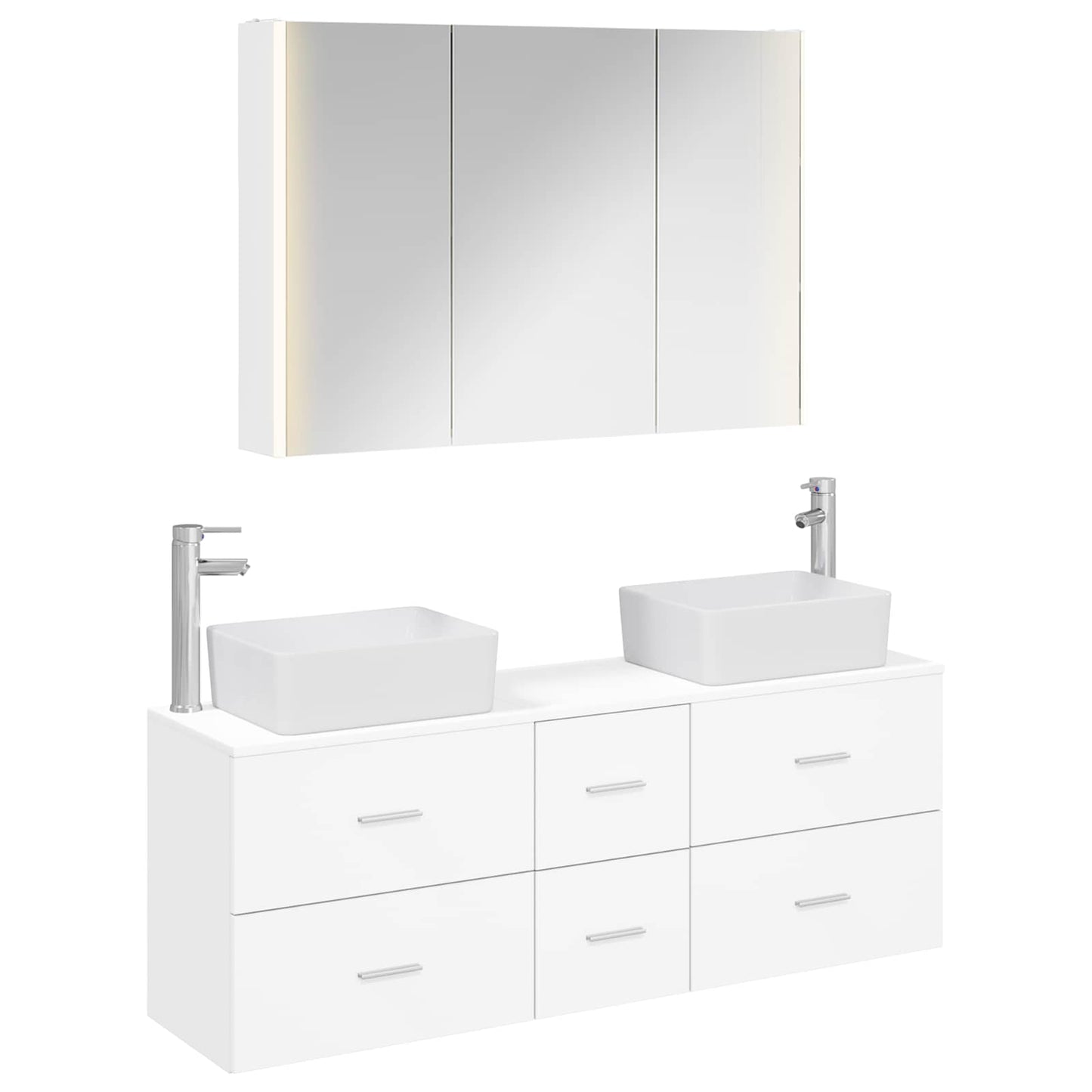 Baderomsinnredningssett 4 pcs Hvit Konstruert tre og glass