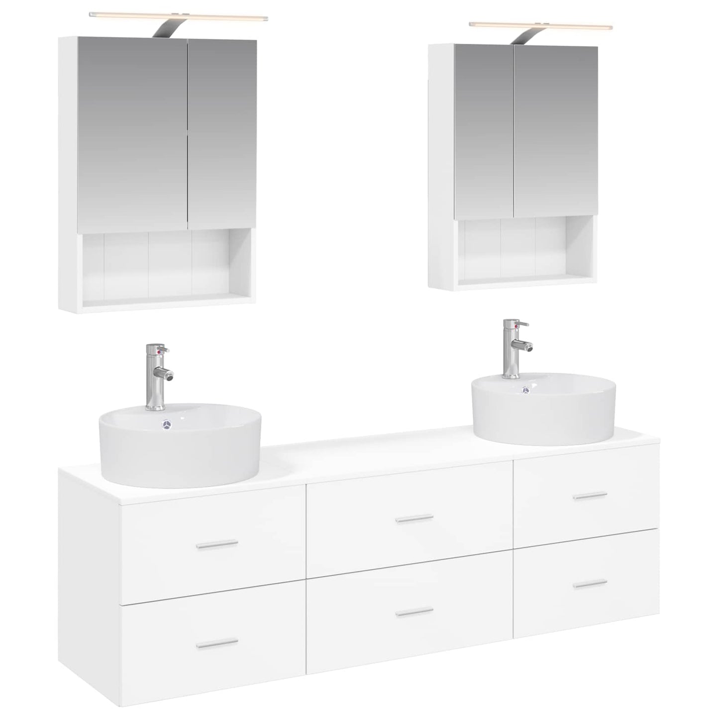 Baderomsinnredningssett 5 pcs Hvit Konstruert tre og glass