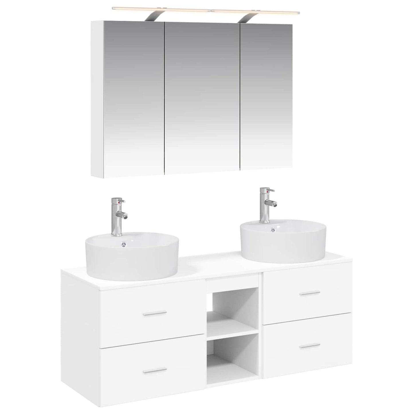 Baderomsinnredningssett 4 pcs Hvit Konstruert tre og glass