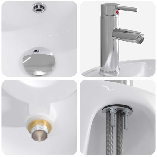 Baderomsinnredningssett 5 pcs Hvit Konstruert tre og glass