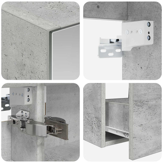 Baderomsinnredningssett 5 pcs Betonggrå Konstruert tre og glass