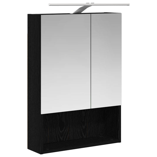 Baderomsinnredningssett 5 pcs Svart eik Konstruert tre og glass