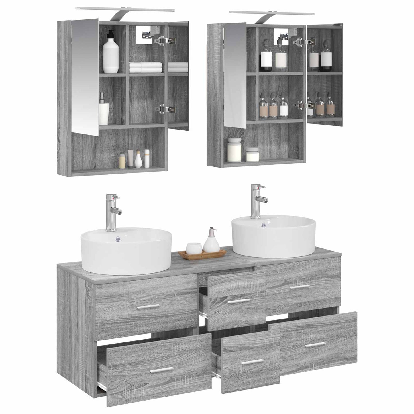 Baderomsinnredningssett 5 pcs Grå Sonoma