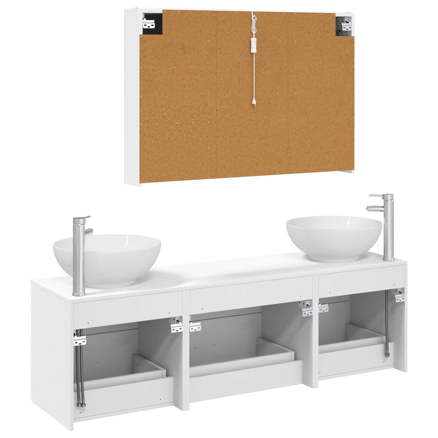 Baderomsinnredningssett 4 pcs Hvit Konstruert tre og glass